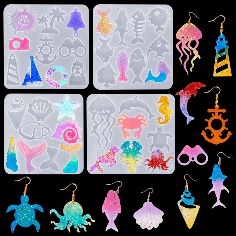 Aquarium Marine Fish - Set Cetakan Anting dan Liontin Bertema