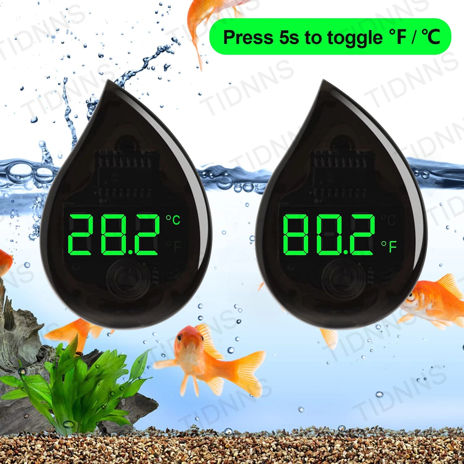Marine Aquarium Glue - Termometer Akuarium Perekat Sendiri LCD Digital